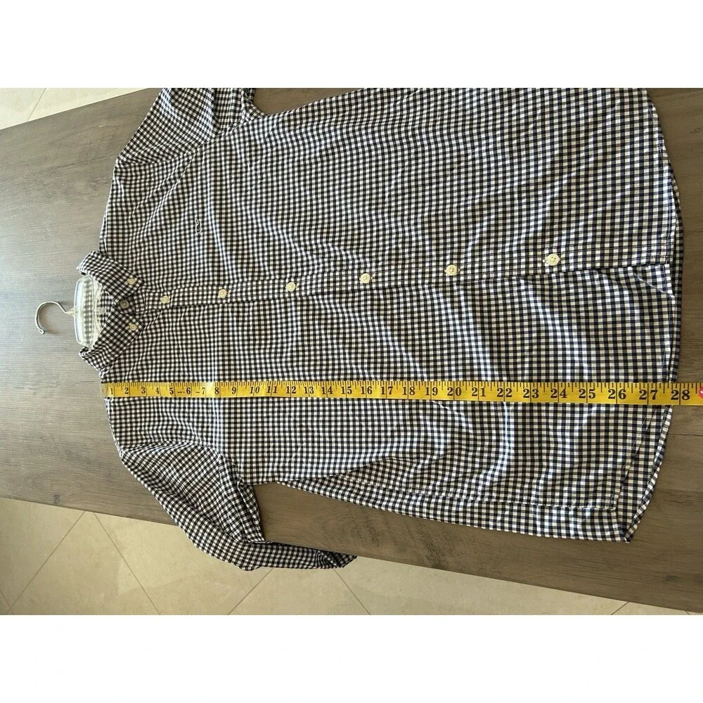 Vineyard Vines Button Up Youth Boys Size XL (18) Navy Gingham Plaid Whale Shirt
